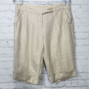 DVF metallic gold linen city relax shorts size 4